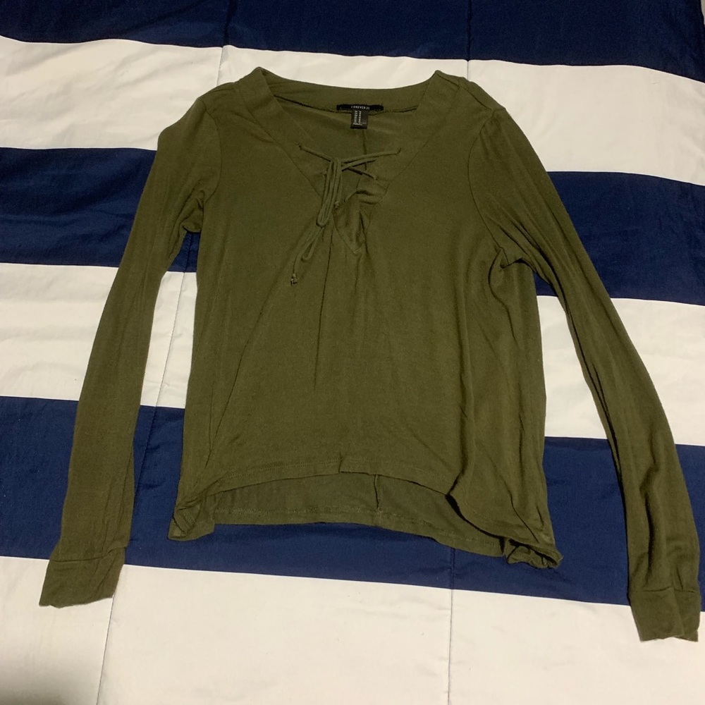 Forever 21 Olive Green Long Sleeve Top